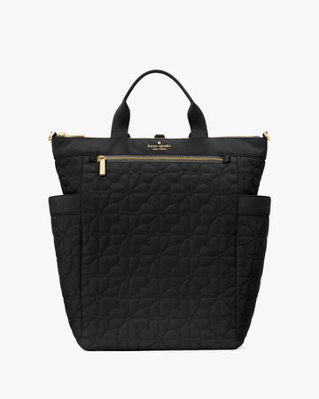 KateSpade Spade Flower Quilted Fabric Convertible Backpack Black