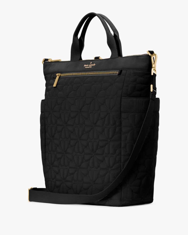 KateSpade Spade Flower Quilted Fabric Convertible Backpack Black