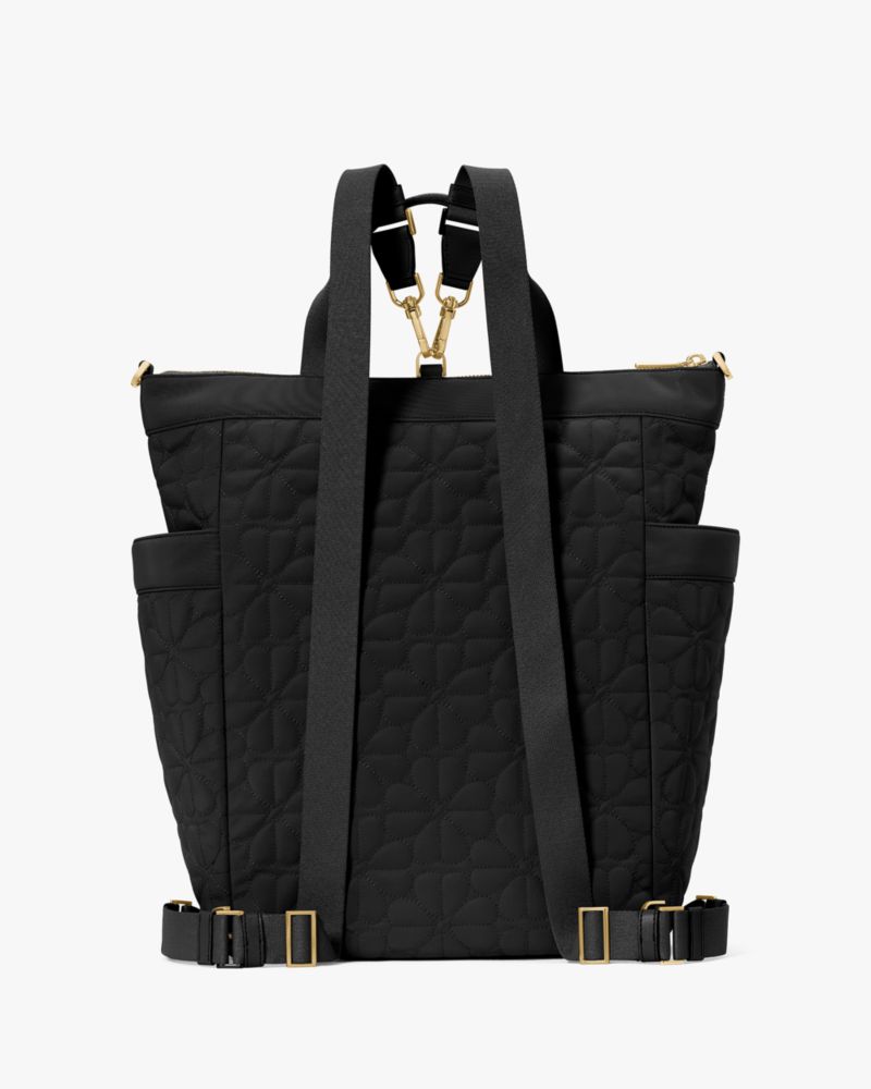 KateSpade Spade Flower Quilted Fabric Convertible Backpack Black