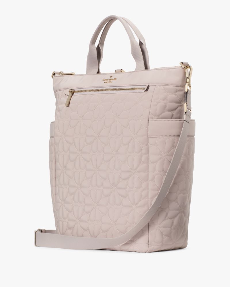 KateSpade Spade Flower Quilted Fabric Convertible Backpack Cozy Grey