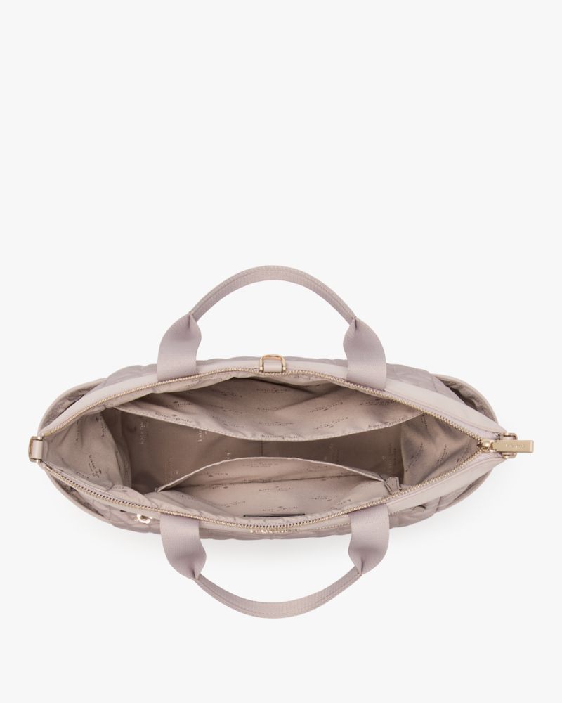 KateSpade Spade Flower Quilted Fabric Convertible Backpack Cozy Grey