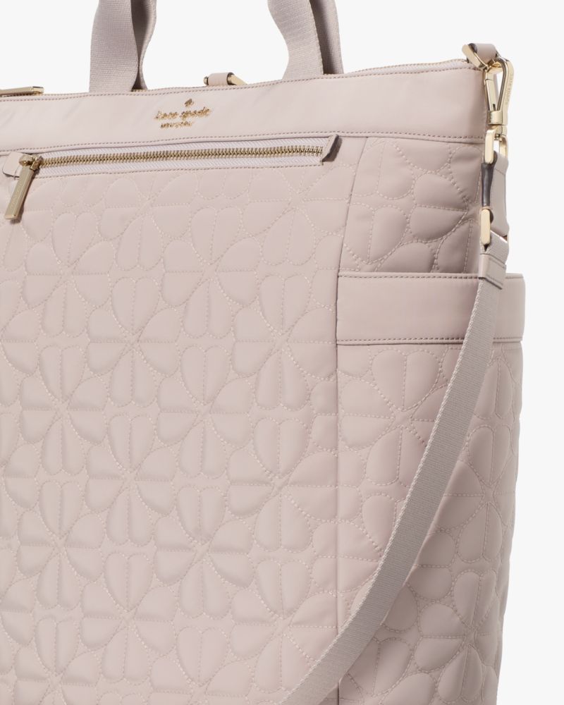 KateSpade Spade Flower Quilted Fabric Convertible Backpack Cozy Grey