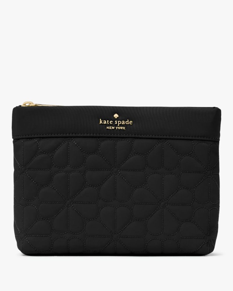 KateSpade Spade Flower Quilted Cosmetic Pouch Black