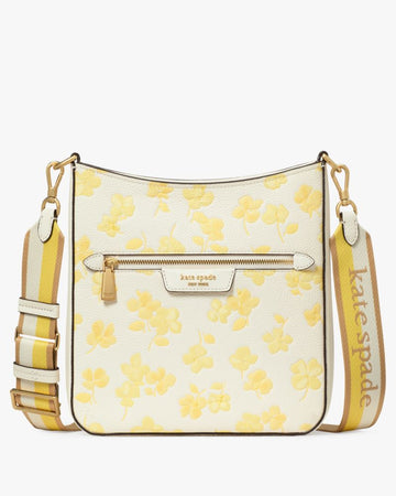 KateSpade Hudson Spring Pansies Messenger Crossbody Bag Yuzu Jam Multi