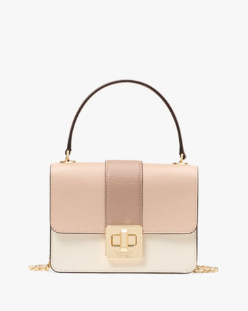 KateSpade Phoebe Turnlock Mini Flap Crossbody Toasted Hazelnut Mul