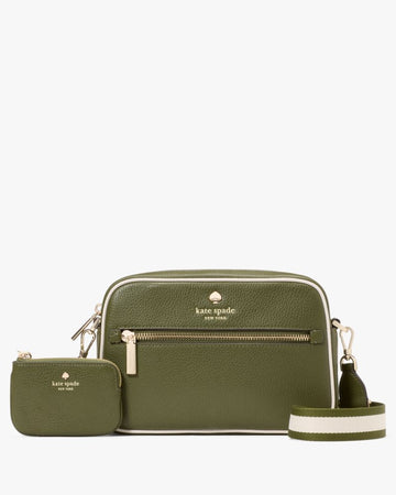 KateSpade Emma Colorblock Pebbled Leather Large Crossbody Enchanted Green Multi