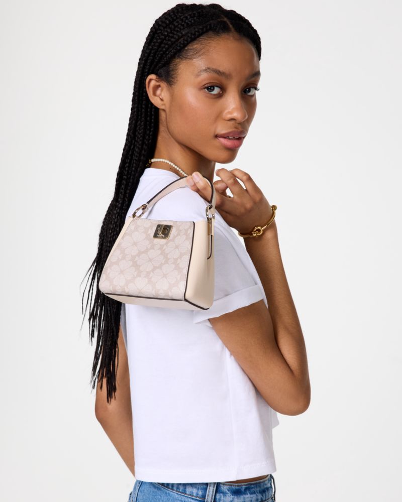 KateSpade Spade Flower Pvc Mini Top Handle Crossbody Dark Beige Multi