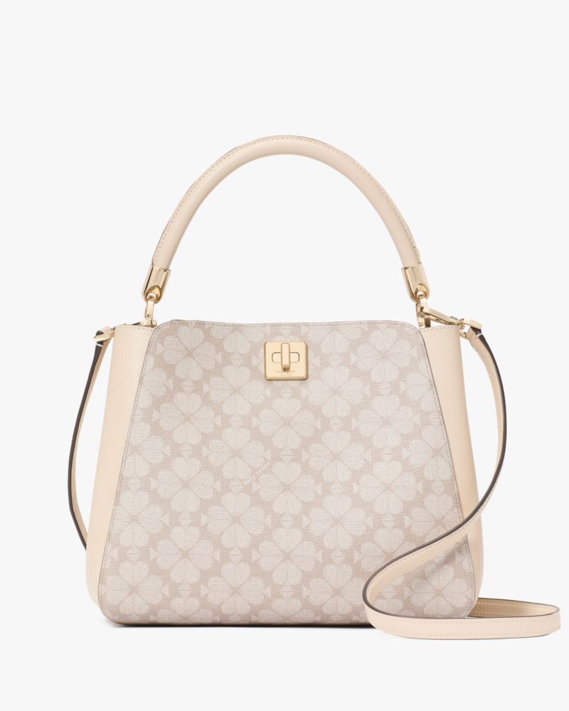 KateSpade Spade Flower Pvc Medium Top Handle Satchel Dark Beige Multi