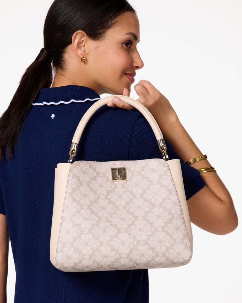 KateSpade Spade Flower Pvc Medium Top Handle Satchel Dark Beige Multi