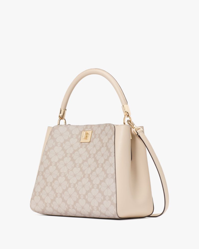 KateSpade Spade Flower Pvc Medium Top Handle Satchel Dark Beige Multi
