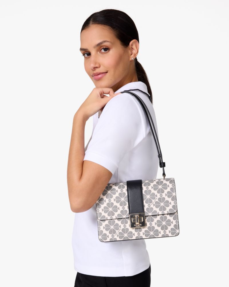 KateSpade Spade Flower Small Flap Shoulder Bag Black Multi