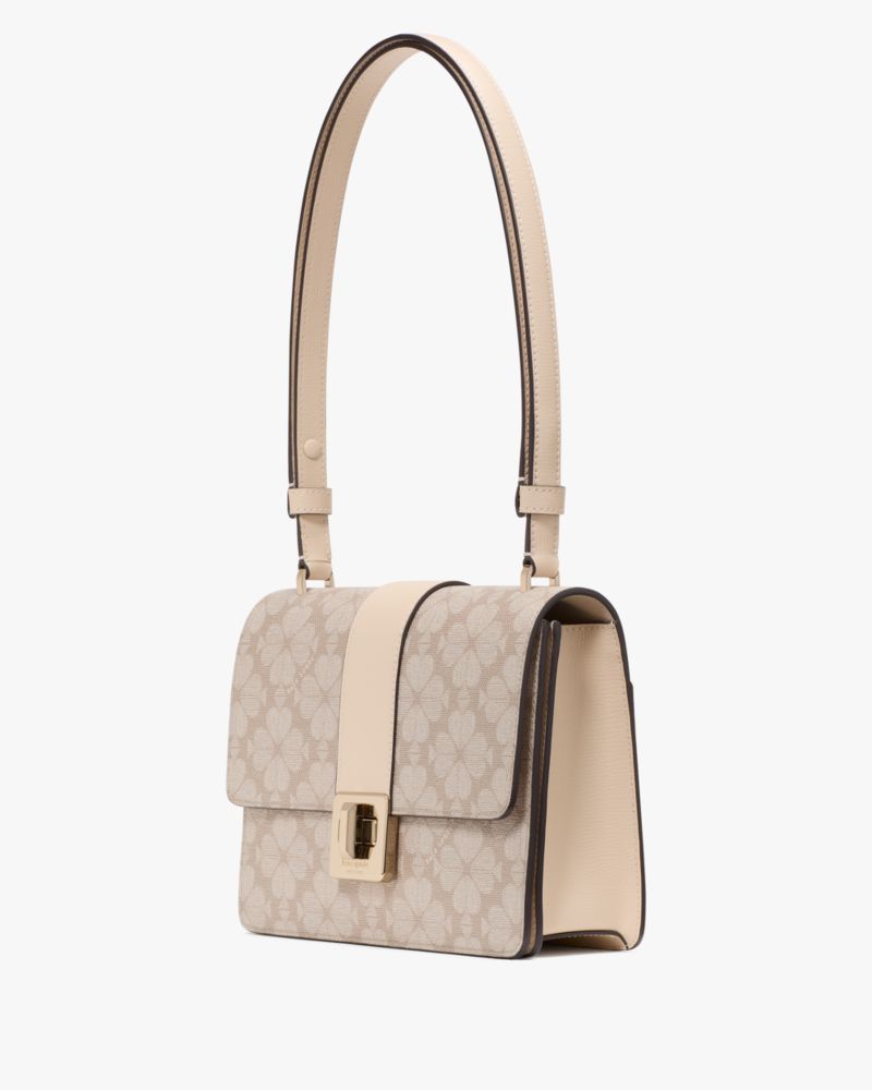 KateSpade Spade Flower Small Flap Shoulder Bag Dark Beige Multi