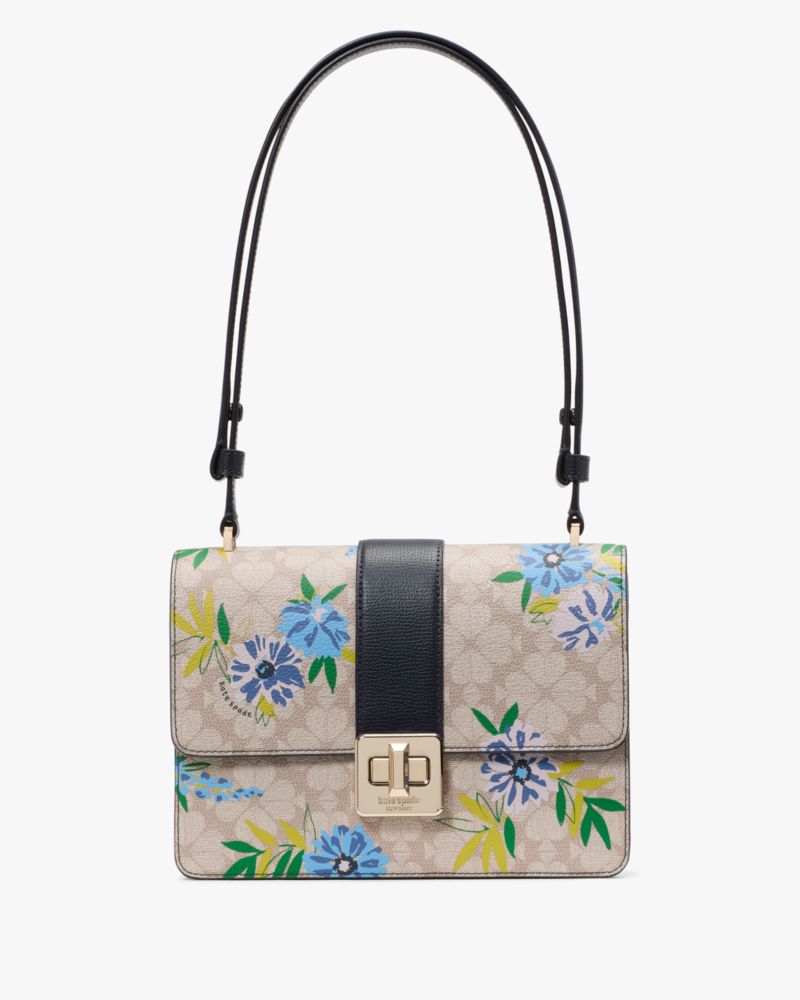 KateSpade Spade Flower Floral Small Flap Shoulder Bag Blazer Blue Multi