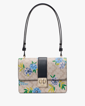 KateSpade Spade Flower Floral Small Flap Shoulder Bag Blazer Blue Multi