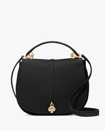 KateSpade Kayla Pebbled Leather Saddle Bag Black