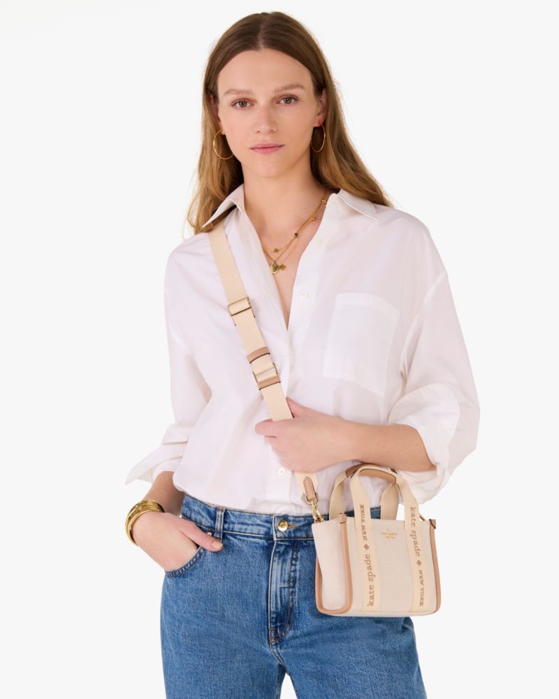 KateSpade Kip Canvas Mini Tote Bag Light Fawn Multi