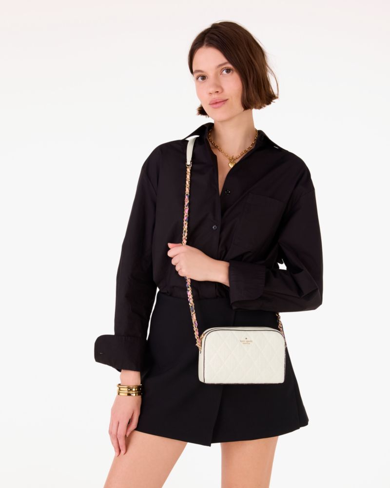 KateSpade Carey Tweed Chain Camera Bag Cream Multi