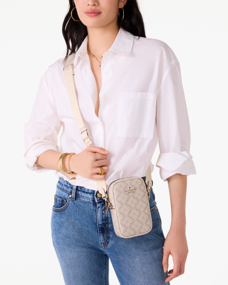 KateSpade Spade Flower Phone Crossbody Dark Beige Multi