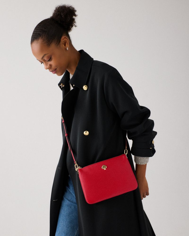 KateSpade Kayla Small Triple Compartment Crossbody Perfect Cherry