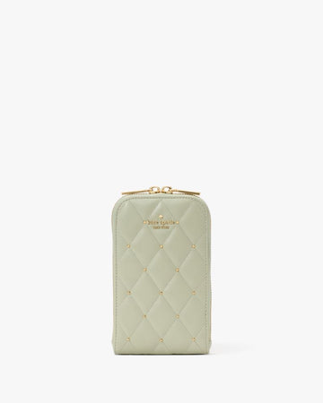 KateSpade Carey Quilted Studded Phone Chain Crossbody Sage Bundle
