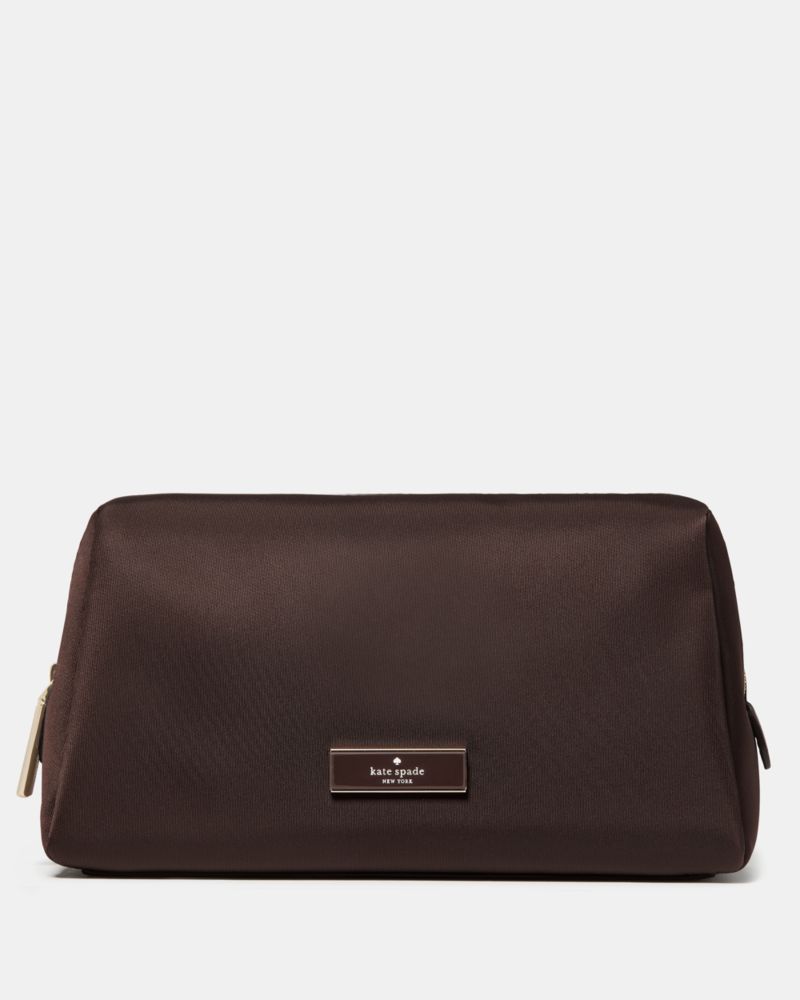 KateSpade Carter Nylon Cosmetic Pouch Hot Fudge