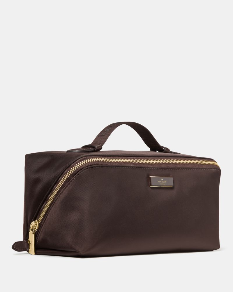 KateSpade Carter Nylon Travel Cosmetic Pouch Hot Fudge