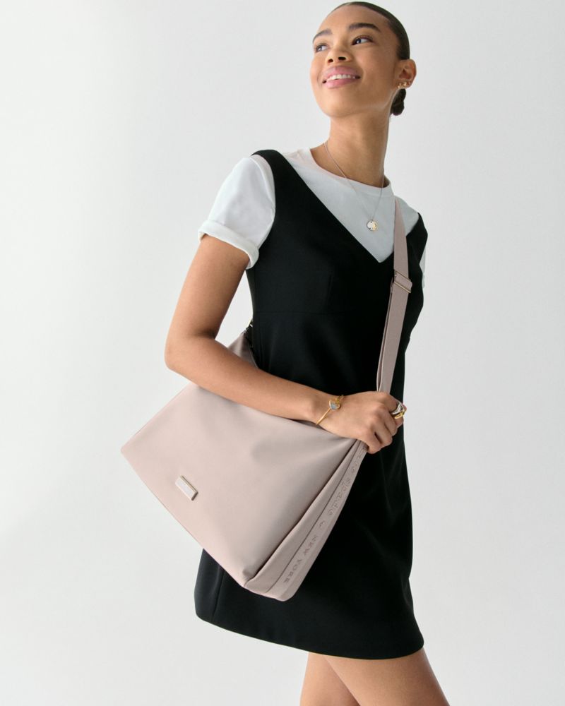 KateSpade Carter Nylon Large Convertible Crossbody Cozy Grey