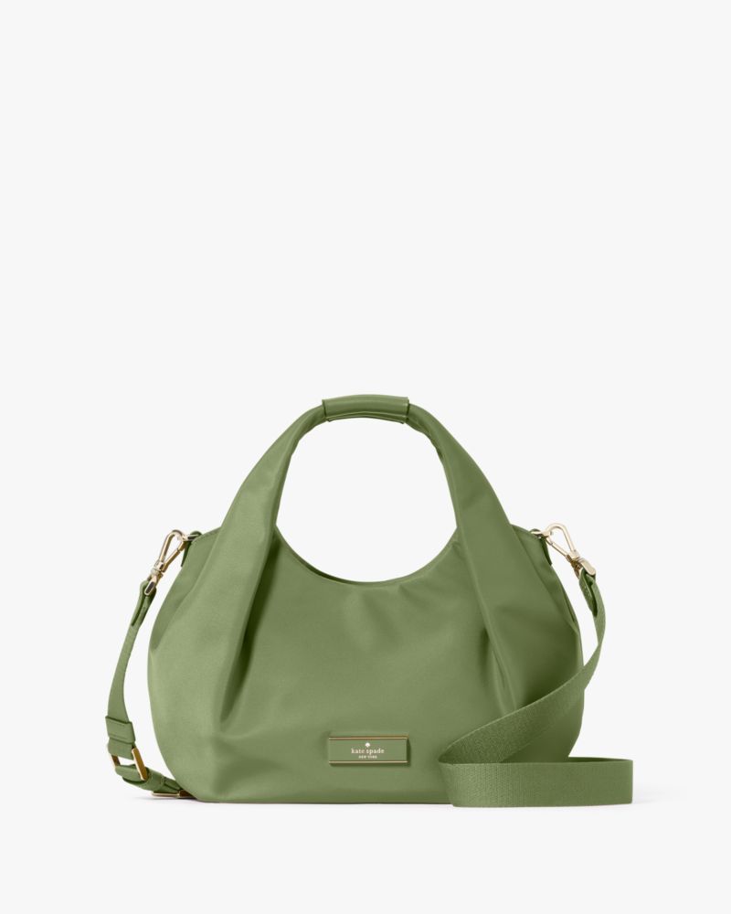 KateSpade Carter Nylon Small Pleated Crossbody Cedar Stand