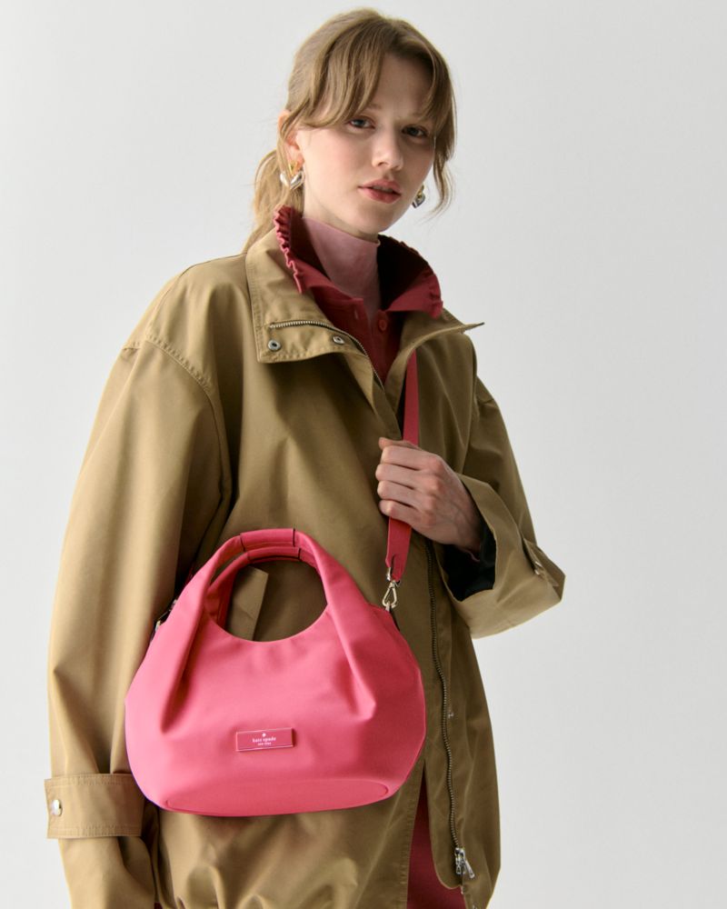 KateSpade Carter Nylon Small Pleated Crossbody Rose Oil