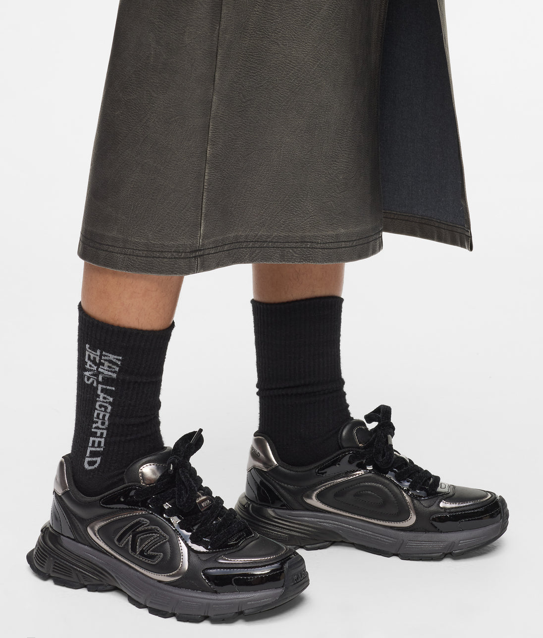 KarlLagerfeld Denim Mini Hobo Bag Visual Washed Black