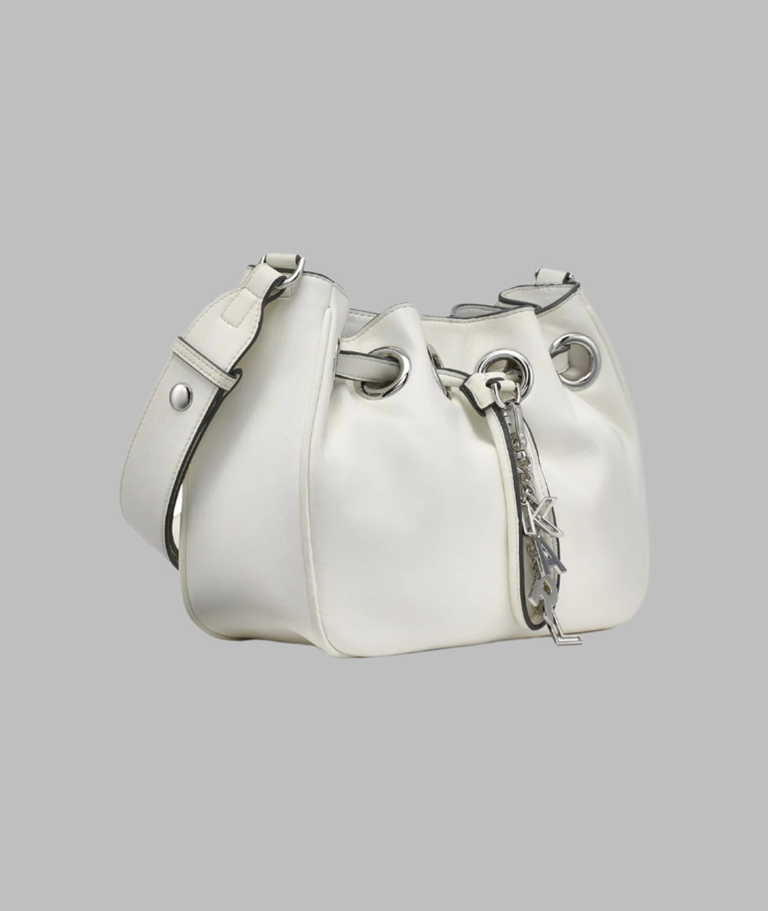 KarlLagerfeld Desiree small leather hobo bag white