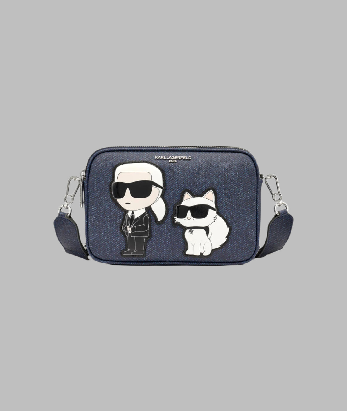 KarlLagerfeld Maybelle camera crossbody denim blue