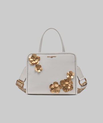 KarlLagerfeld Maybelle top handle satchel with flowers white