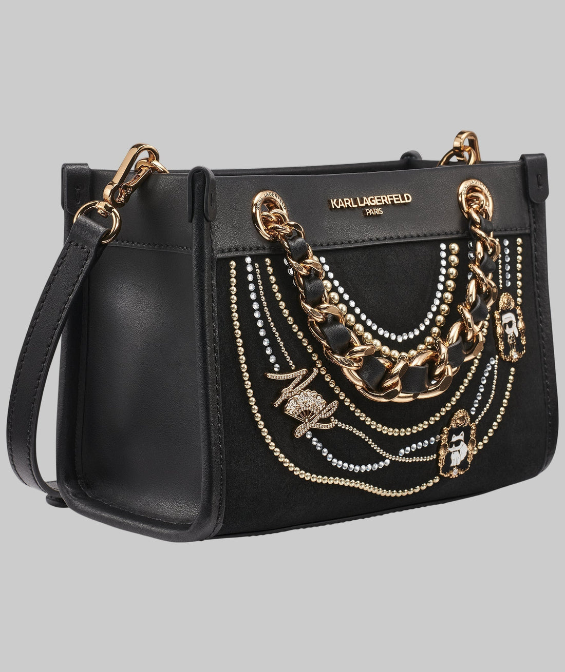 KarlLagerfeld Savoie small suede leather crossbody black
