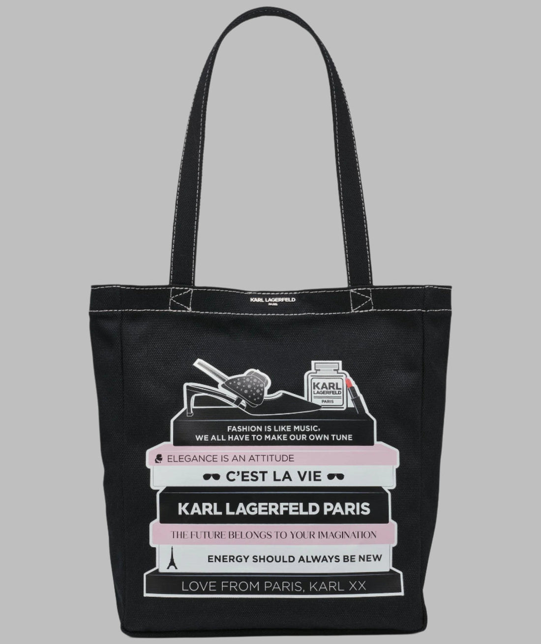 KarlLagerfeld Cannes north south tote black combo