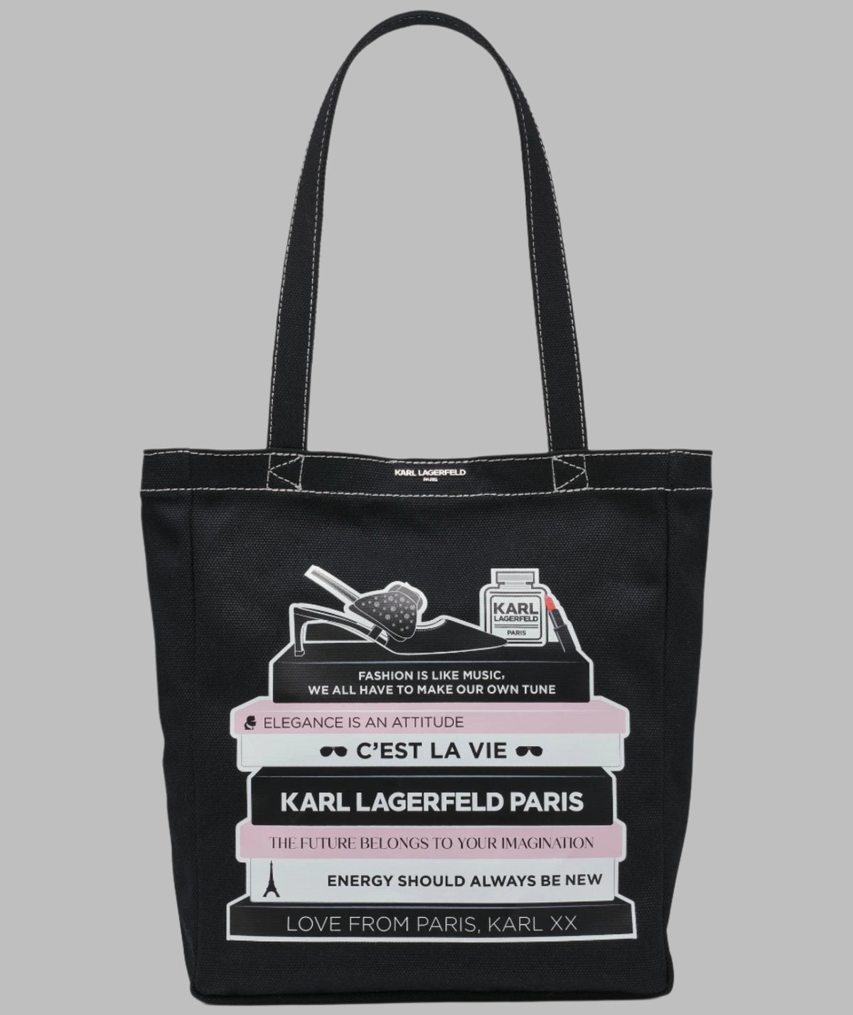 KarlLagerfeld Cannes north south tote black combo
