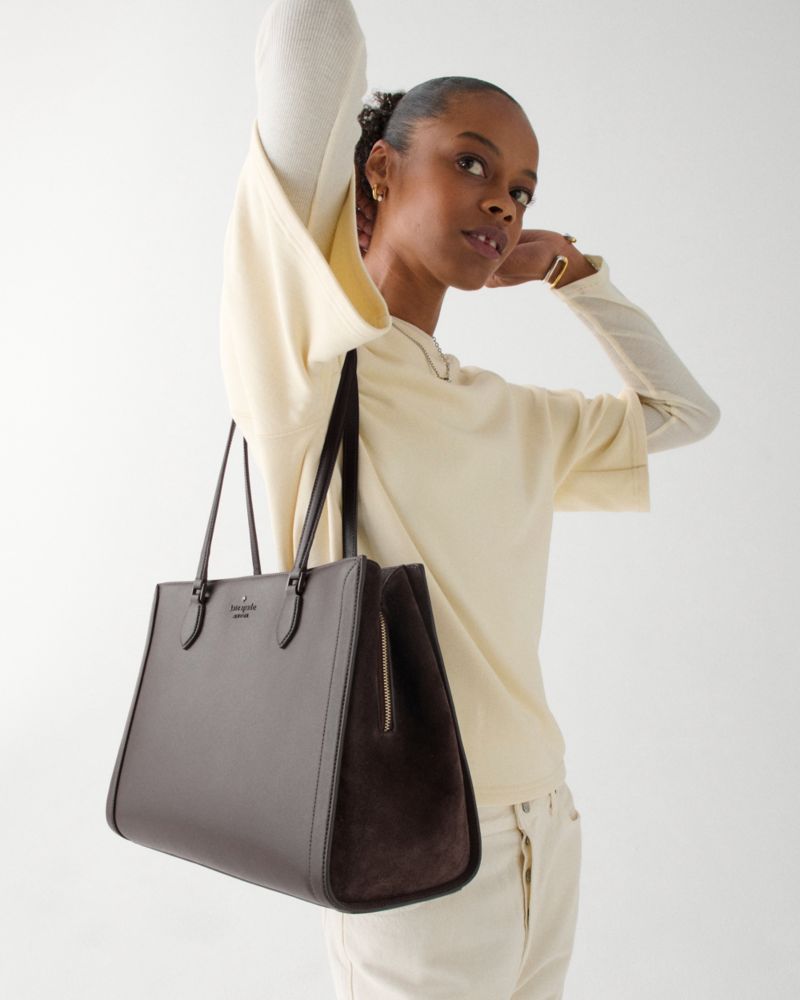 KateSpade Madison Suede Large Laptop Tote Hot Fudge
