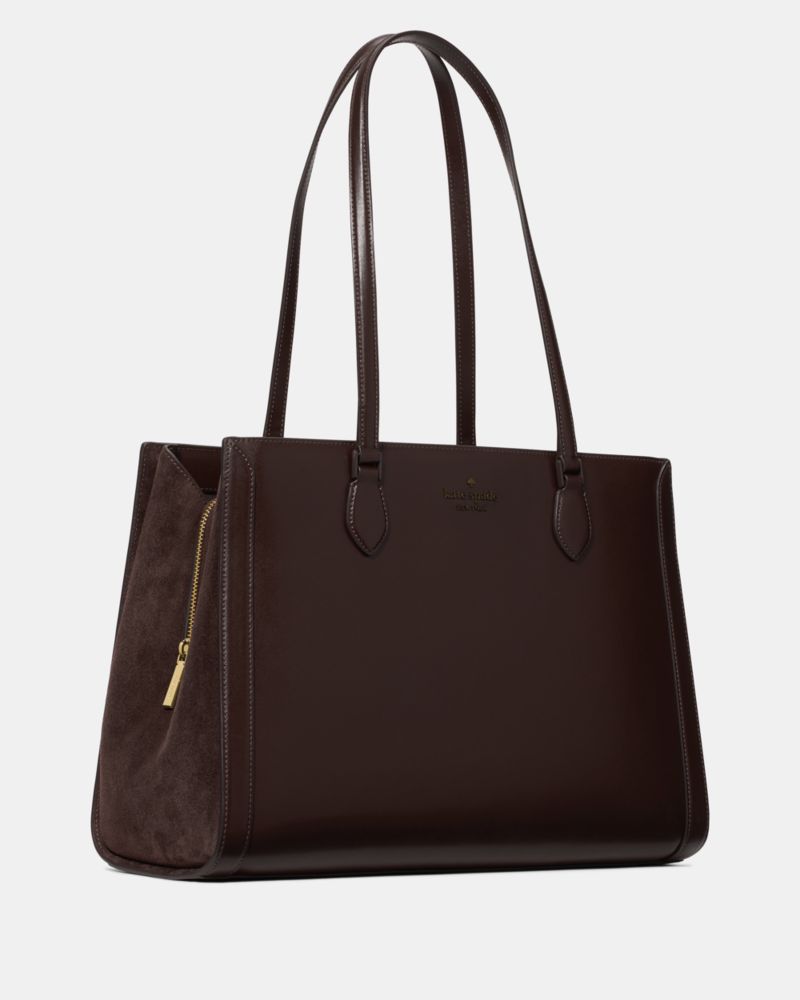 KateSpade Madison Suede Large Laptop Tote Hot Fudge