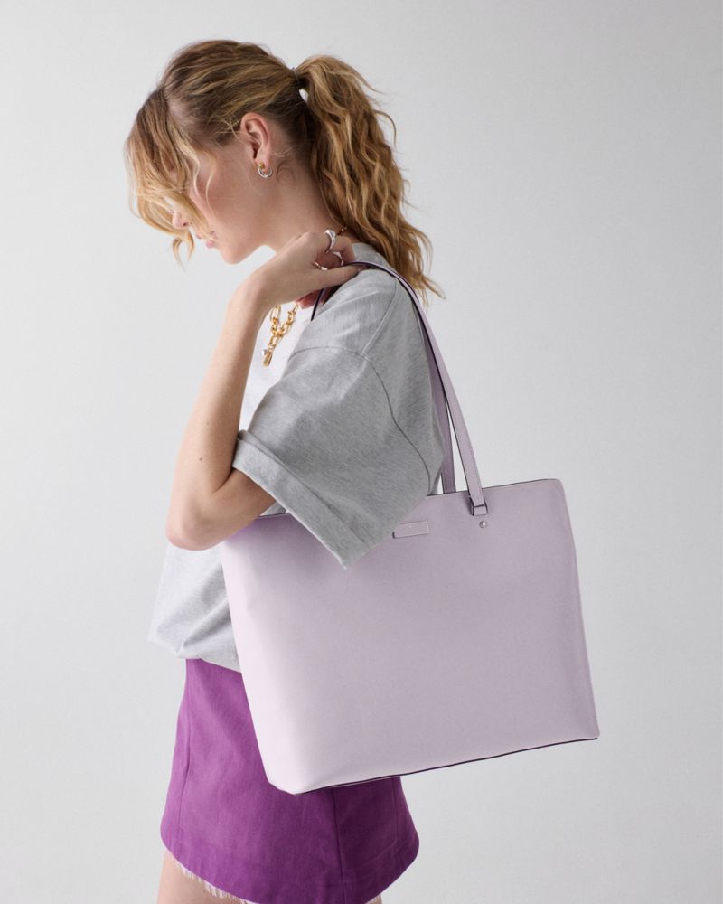 KateSpade Bridget Crinkle Patent Large Tote Lilac Moonlight