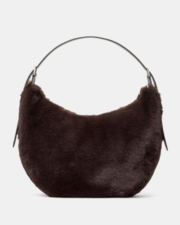 KateSpade Nova Faux Fur Large Crescent Shoulder Bag Hot Fudge