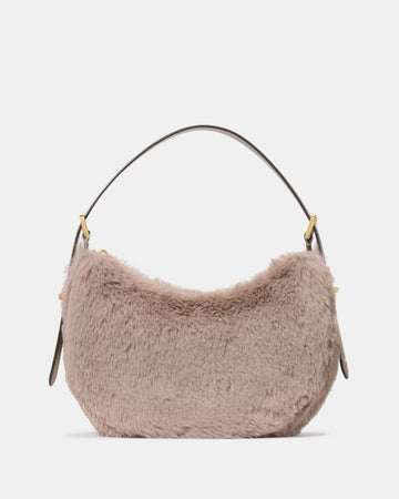 KateSpade Nova Faux Fur Small Crescent Shoulder Bag Cozy Grey
