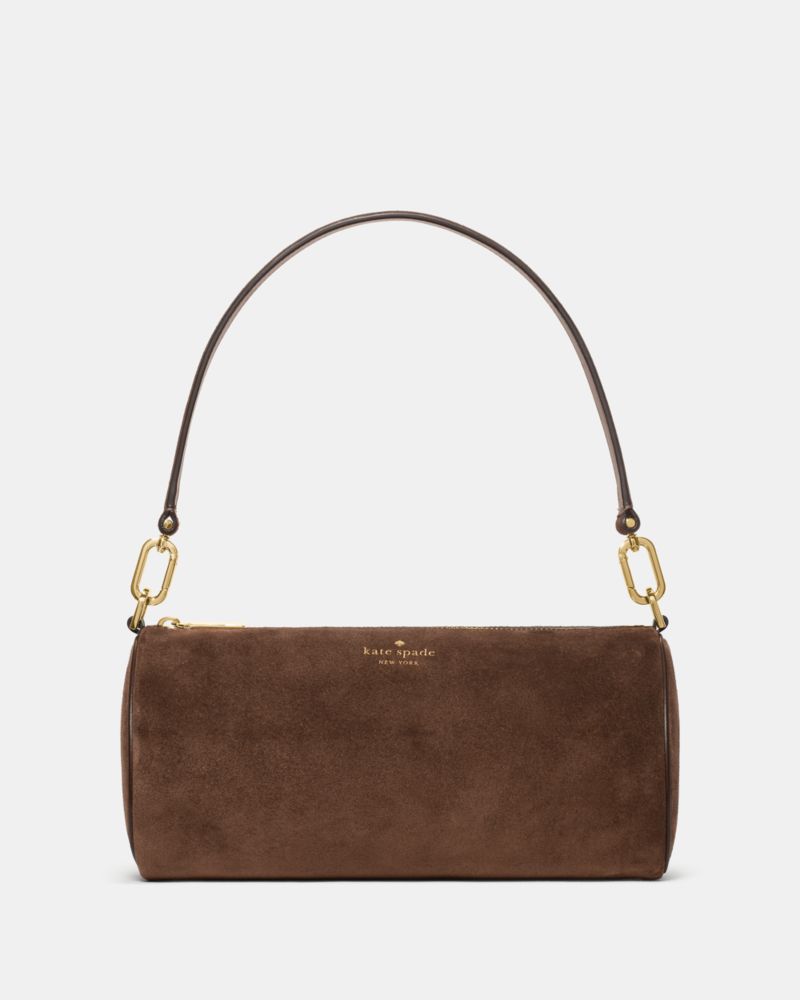 KateSpade Roulette Suede Medium Shoulder Bag Hot Fudge