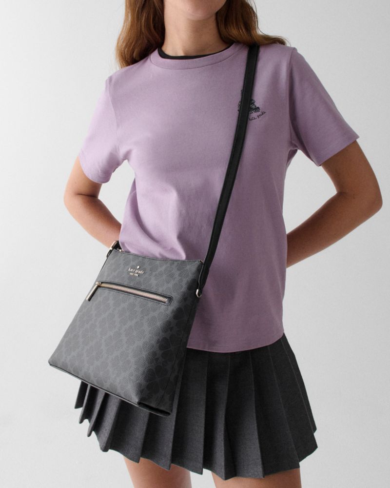 KateSpade Spade Flower Large Swingpack Buckle Crossbody Black