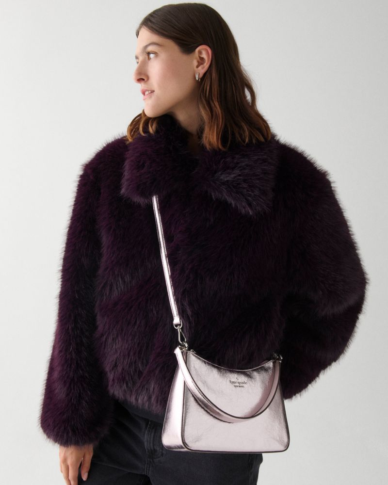 KateSpade Margot Crinkle Metallic Convertible Shoulder Bag Lilac Moonlight