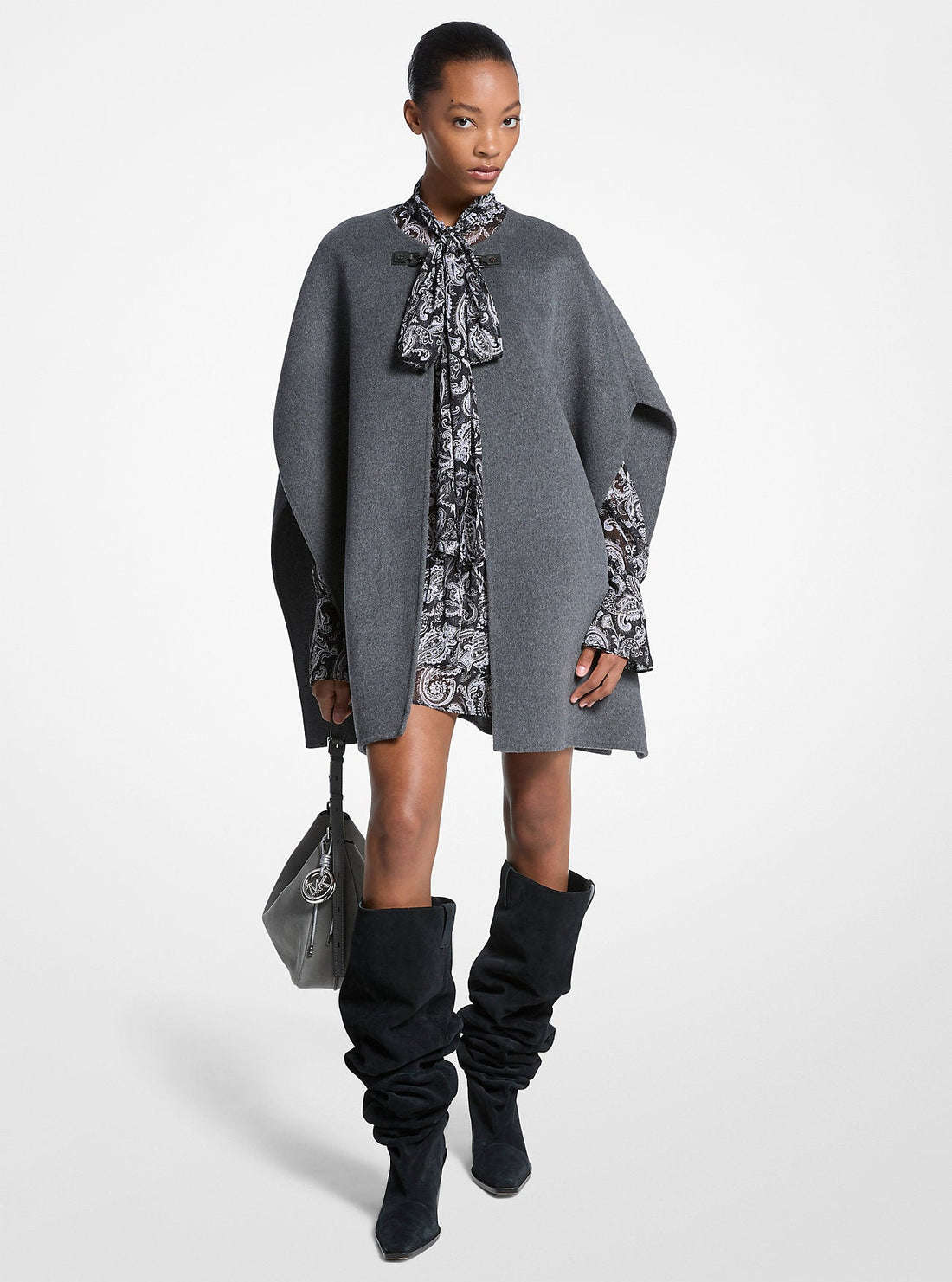 Double Face Wool Blend Cape Derby Heather Derby Heather