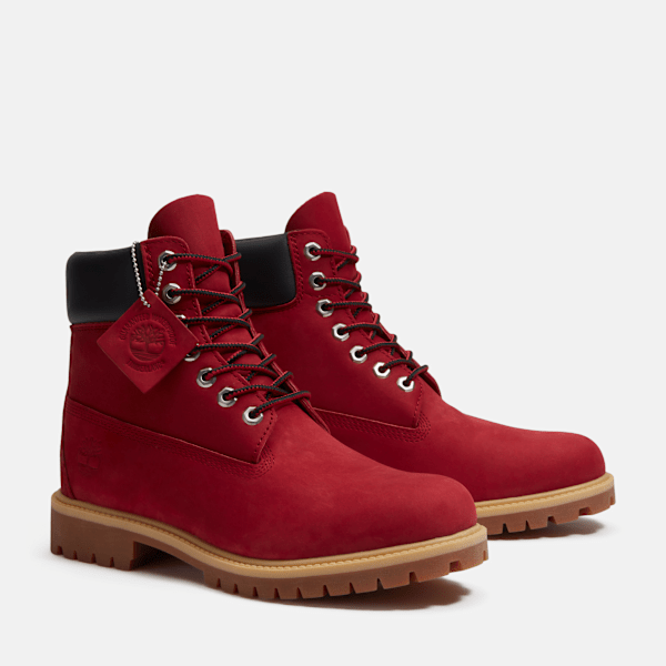 Timberland Premium 6-Inch Waterproof Boot Dark Red Nubuck Men'S