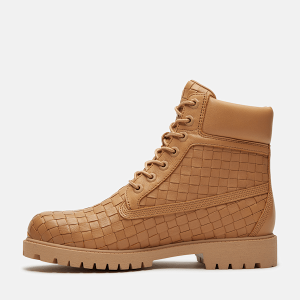 Timberland Textured Premium 6-Inch Boot Beige Full-Grain Men'S