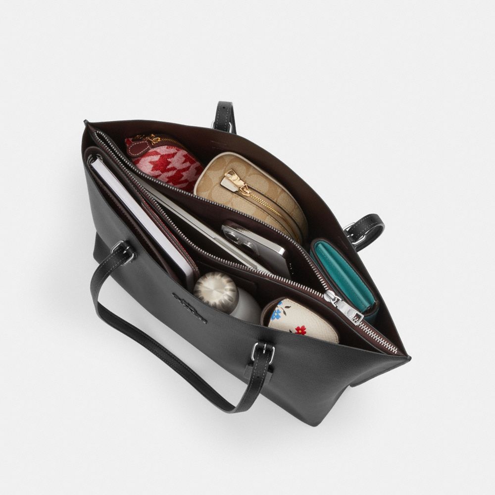 Coach Mollie Tote Bag Silver Black