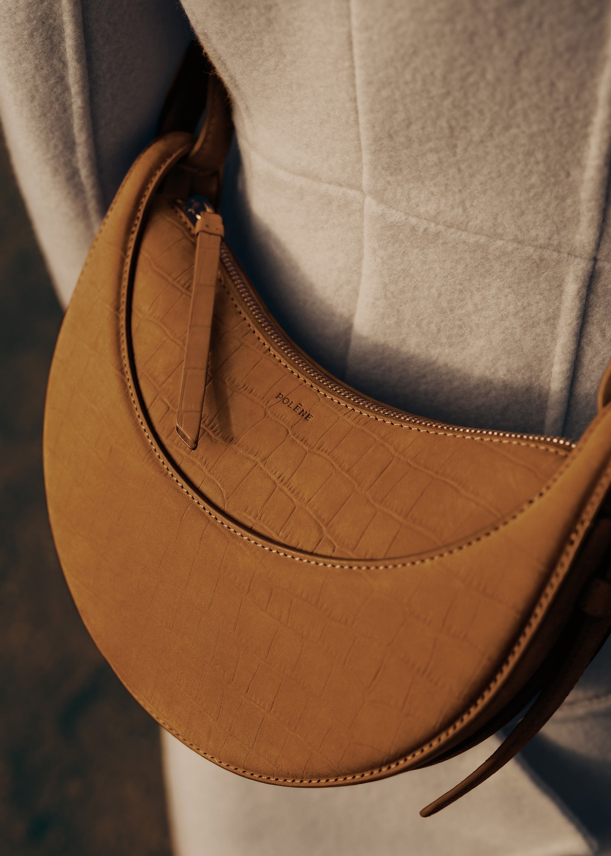 Polene Numero Dix Crocodile Nubuck Cinnamon