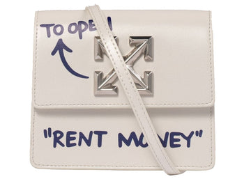 Off-White 0.7 Jitney Quote Bag "Rent Money" White
